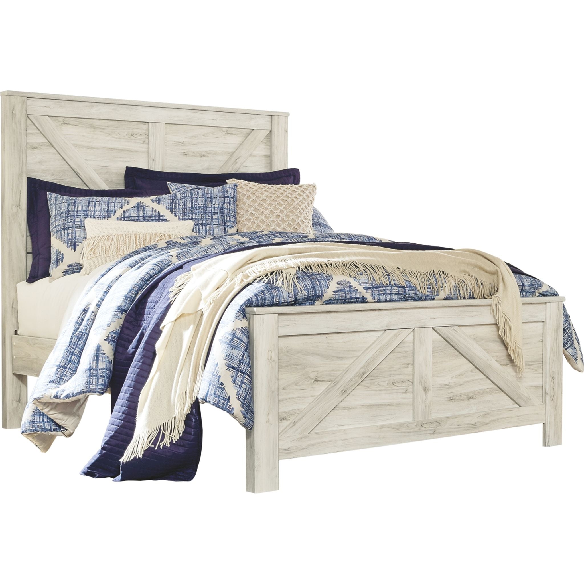 Lit queen-size Bellaby - Blanc délavé