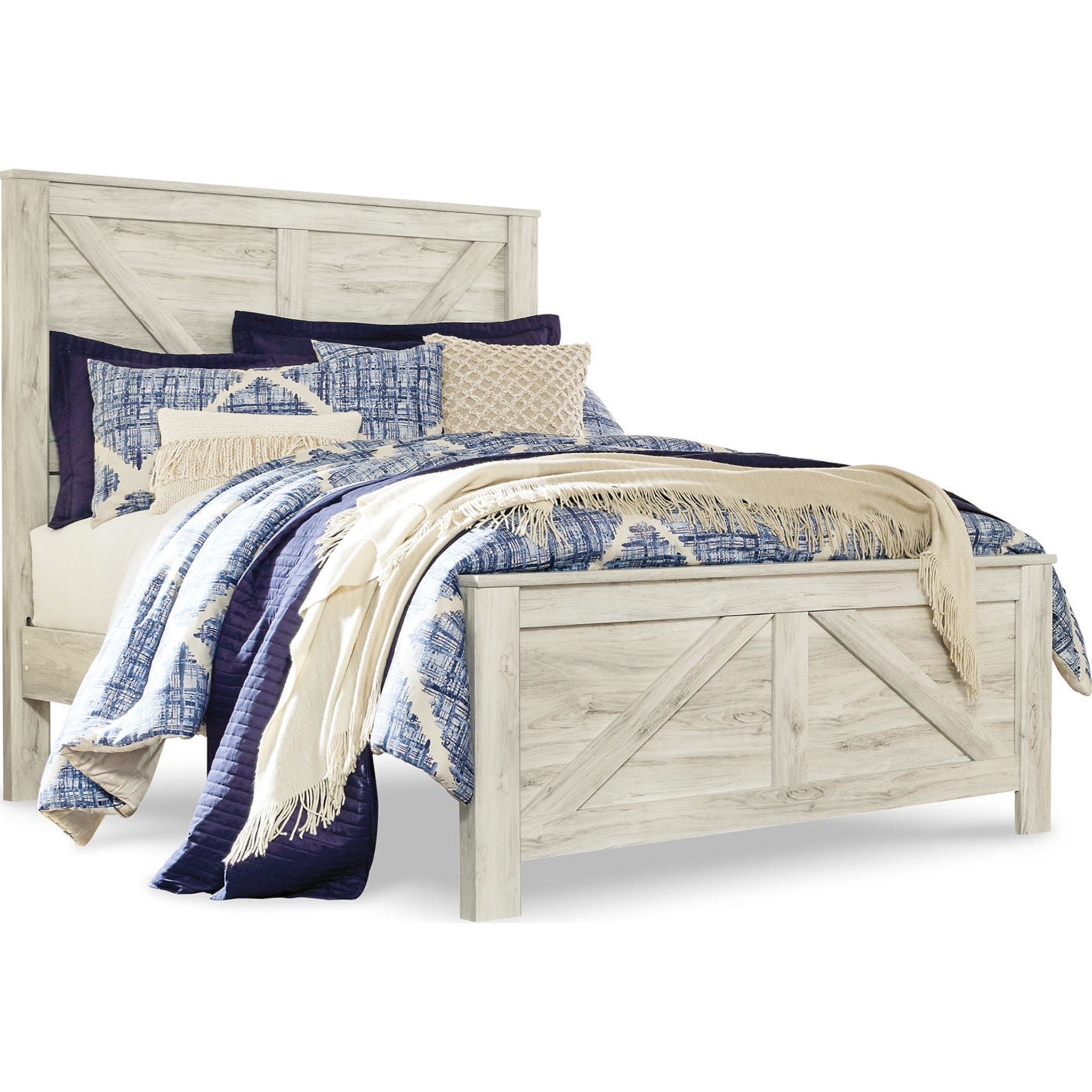 Lit queen-size Bellaby - Blanc délavé