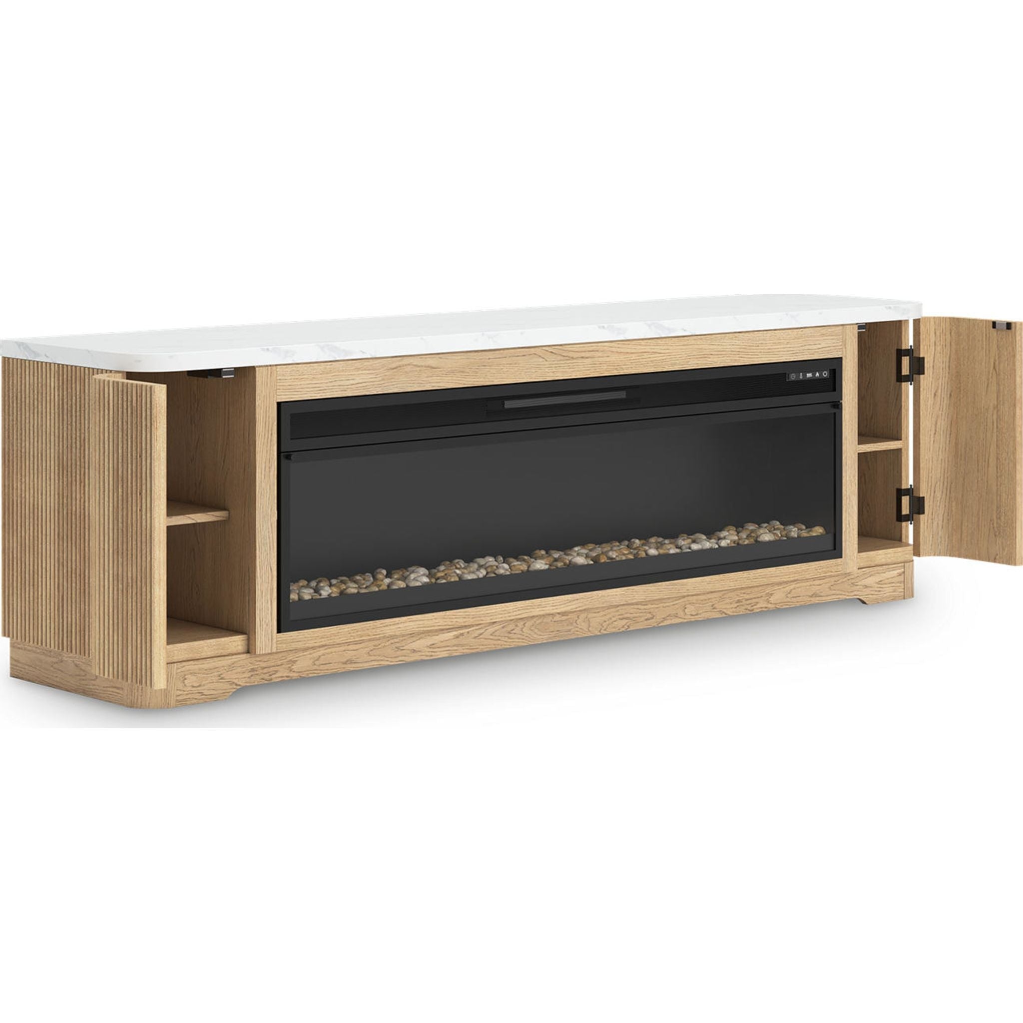 Meuble TV Camdill avec cheminée - Marron clair