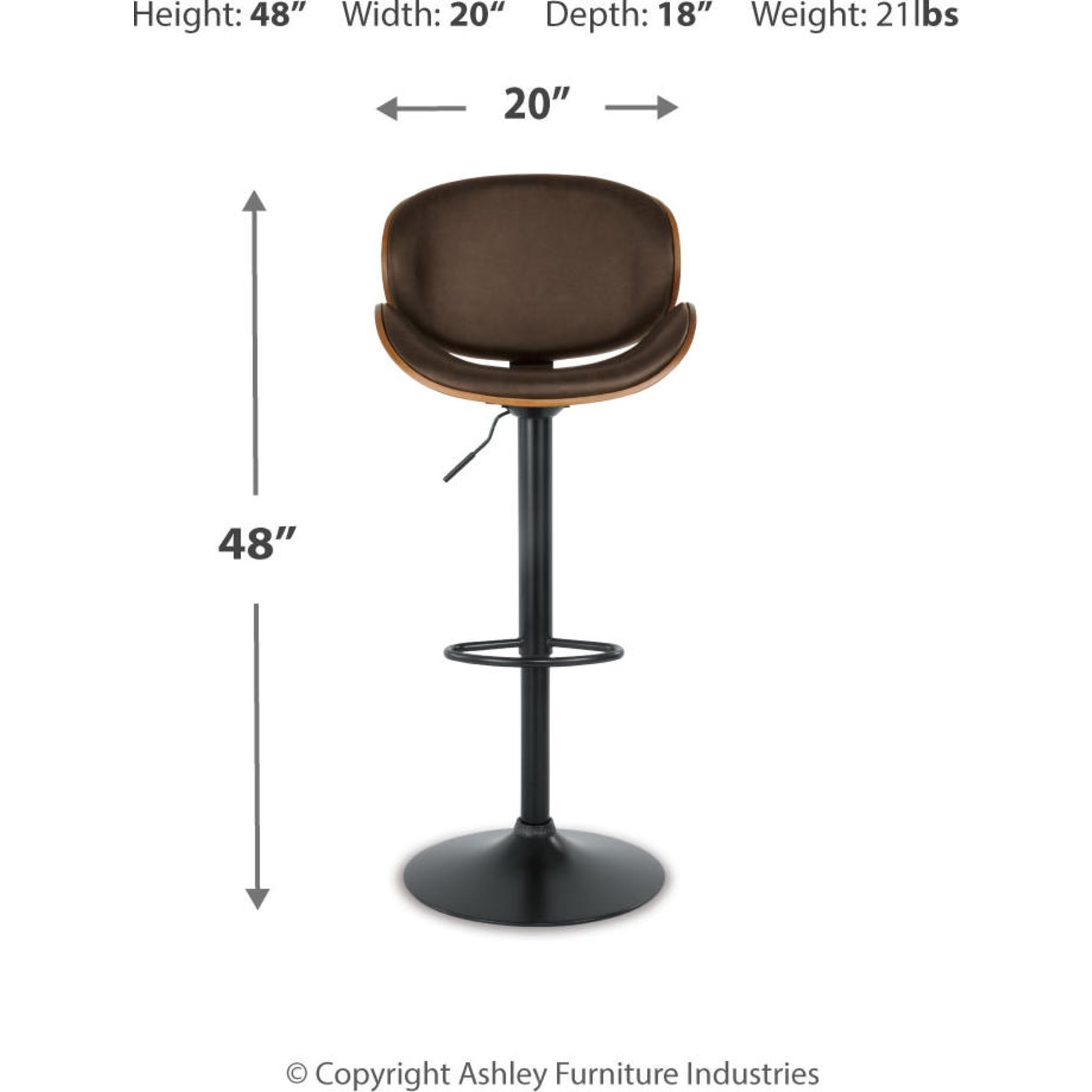 Tabouret Bellatier à hauteur réglable - Marron - (D120-530)