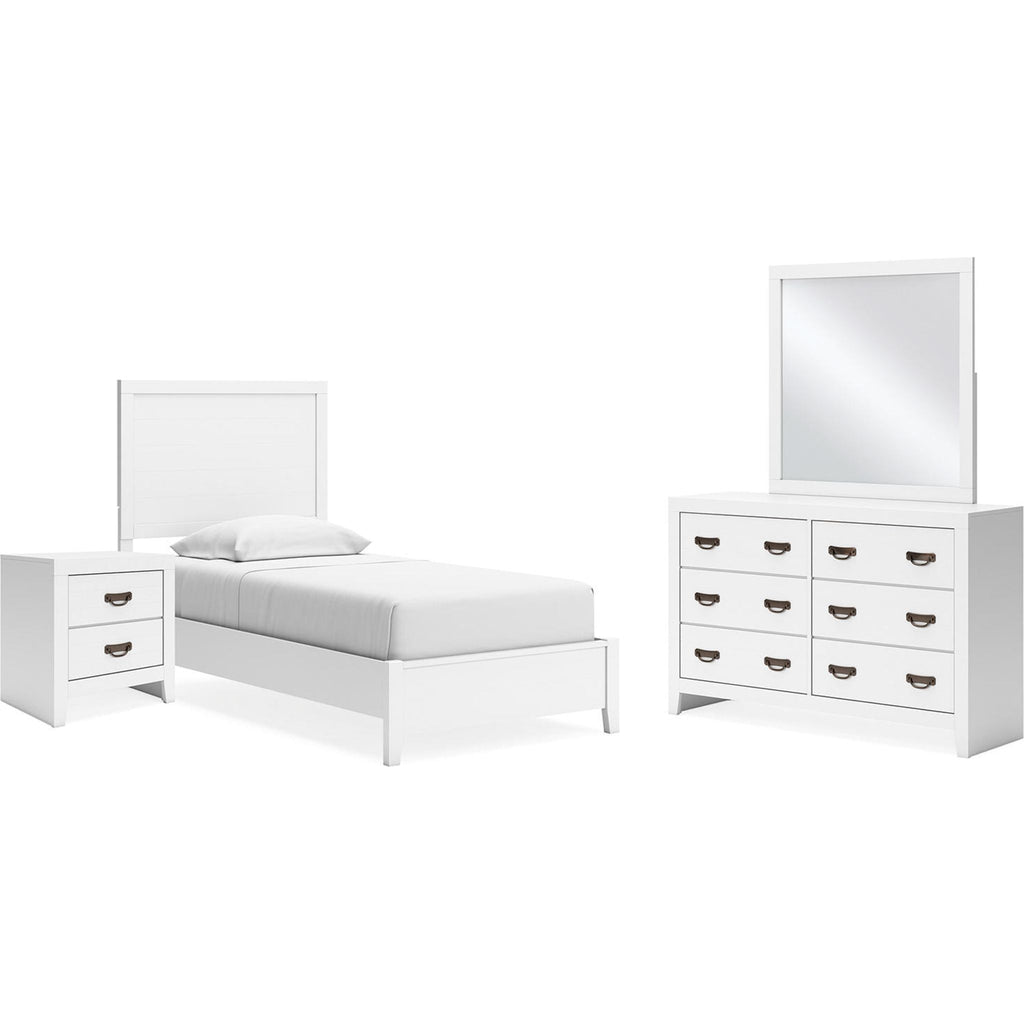 Chambre à coucher Binterglen 6 pièces avec deux lits jumeaux - Blanc