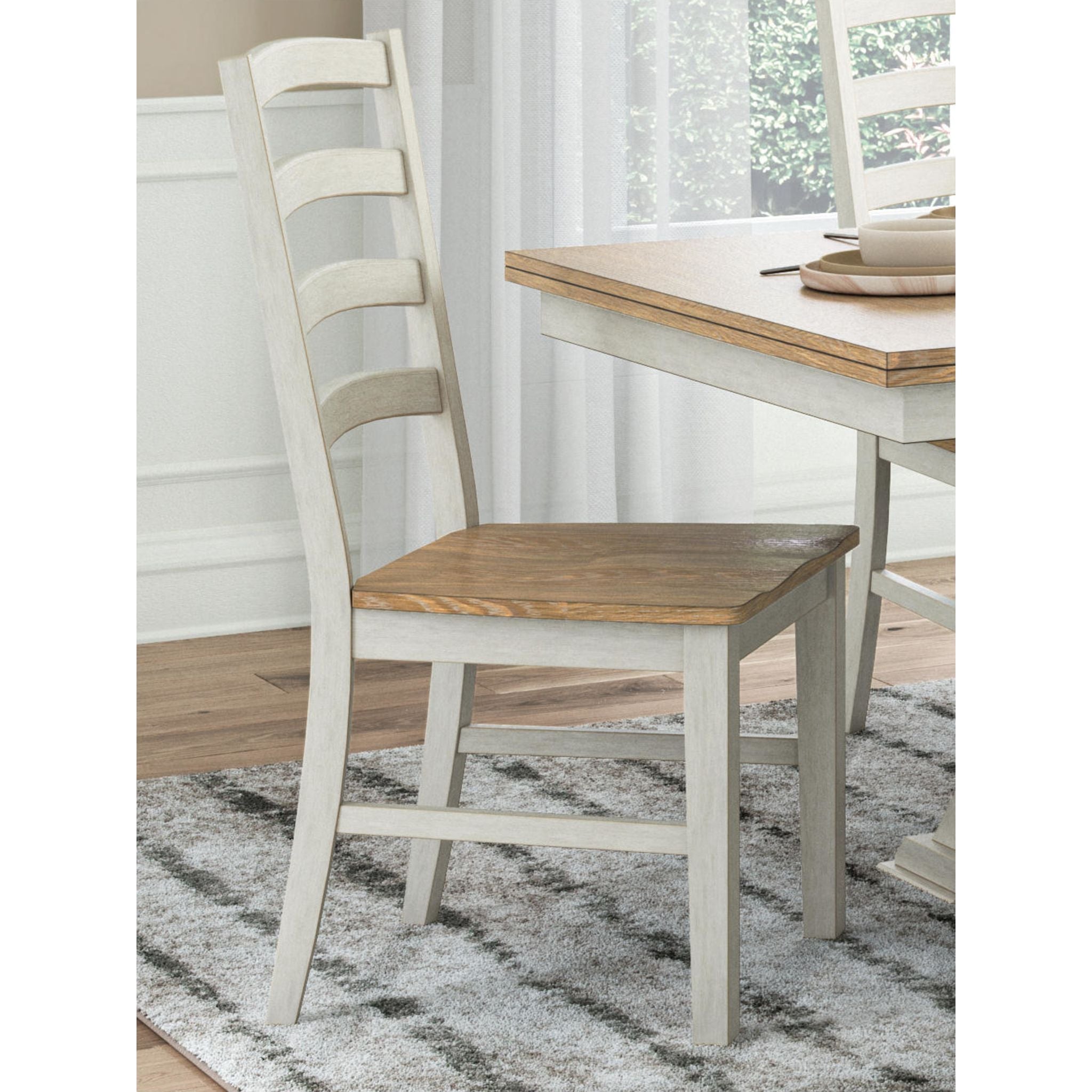 Chaise de salle à manger Purlaney - Blanc antique/Naturel - (PCD627-01)
